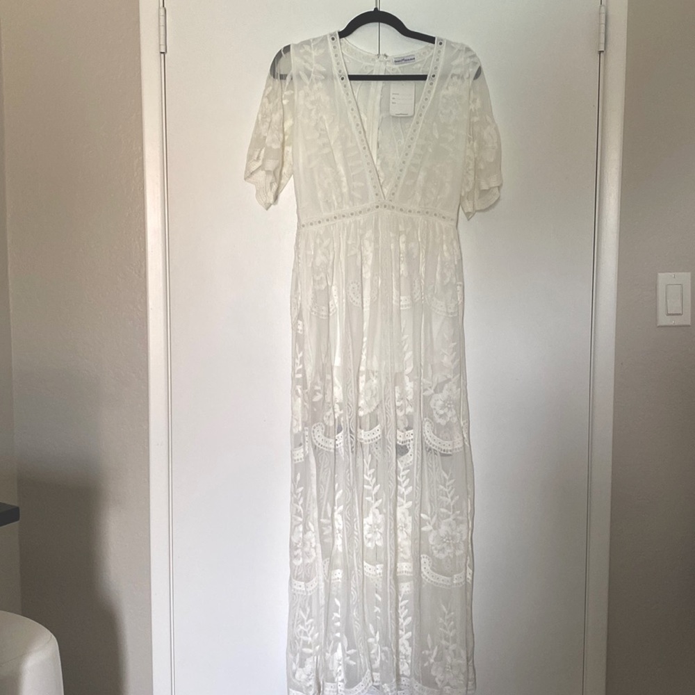 NWT Dainty Hooligan maxi lace lined dress with shorts
